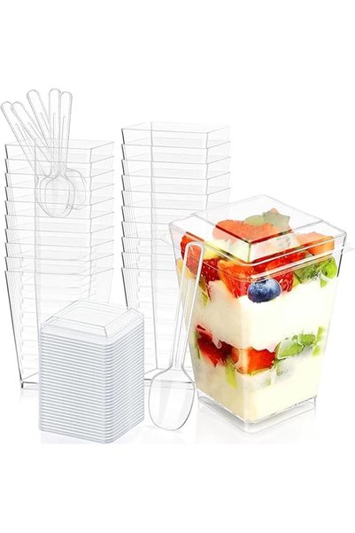 Aputue Dessert Cups, 150 PCS 5oz Disposable Plastic Cups with Lids, Dessert B...