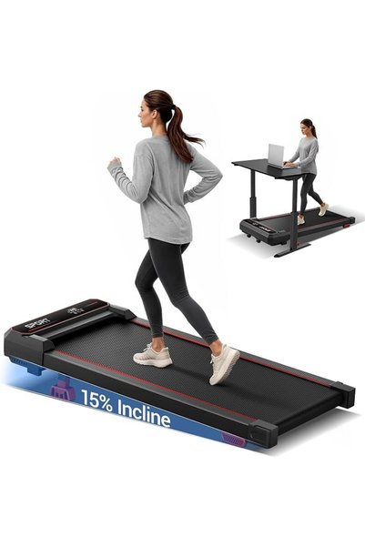 CURSOR FITNESS جهاز مشي تحت المكتب بزاوية ميل 15% مع اهتزاز، سرعة 10 كم/ساعة،...