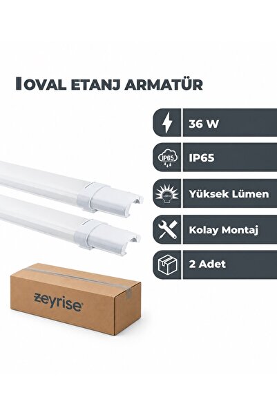 36W Oval Etanj Armatür 6500K Beyaz Işık 2'li Paket