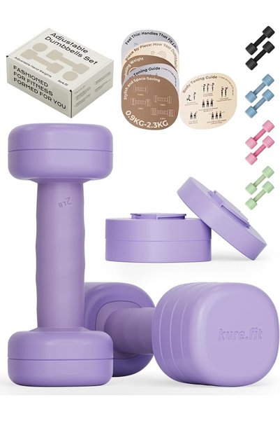GENERAL Adjustable Dumbbell Set (0.9–2.3kg) |   One-Twist Weight System |   E...