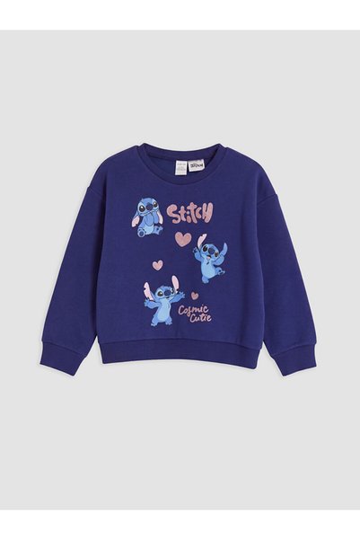 LC Waikiki Stitch Printed Girls' Thick Sweatshirt