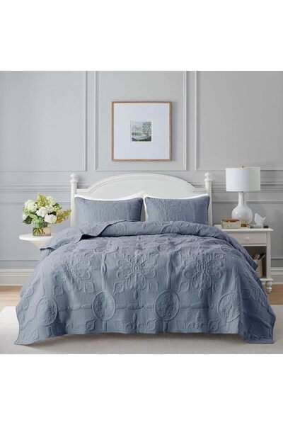 GENERAL B2EVER White Damask Quilt King Size Bedding Sets with 2 Pillow Shams,...