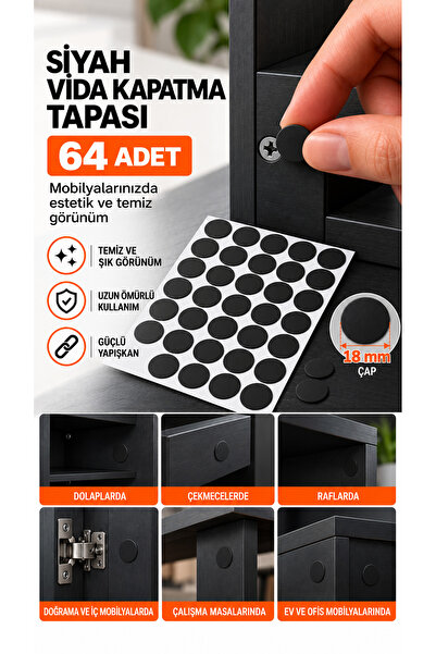 Anra Yapışkanlı Vida Kapatma Tapası Mobilya Vida Gizleme Etiketi Dekoratif Kapama Sticker Seti