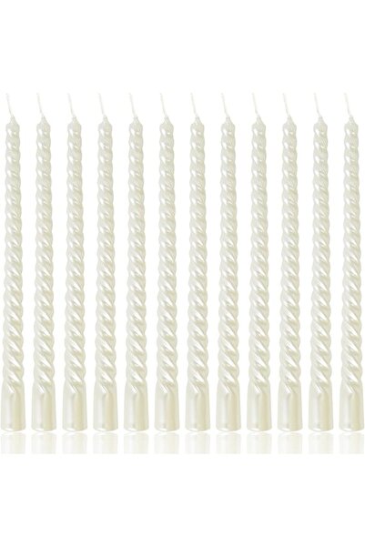THE WHITE SHOP شموع حلزونية 12 قطعة، شموع طويلة بطول 10 بوصات