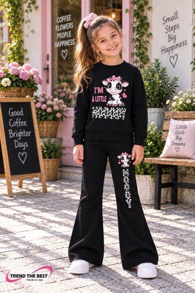 TREND THE BEST Trendin En İyisi Winter, Spring, and Autumn Girls' Black Spani...