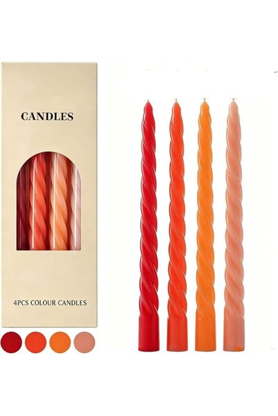 THE WHITE SHOP Candle 10 Inch Spiral Morandi Color Taper Candles 4 Pack