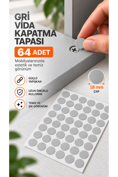 Anra Yapışkanlı Vida Kapatma Tapası Mobilya Vida Gizleme Etiketi Dekoratif Ka...