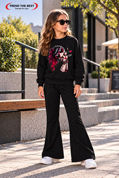 TREND THE BEST Trendin En İyisi Winter, Spring, and Autumn Girls' Black Spani...