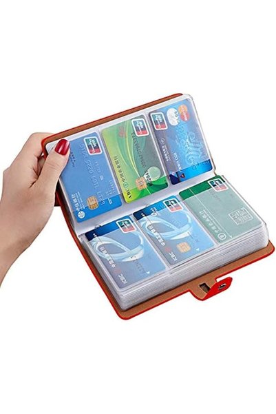 GENERAL حامل بطاقات RFID، منظم بطاقات العمل الجلدي مع 96 فتحة للبطاقات، واقي ...