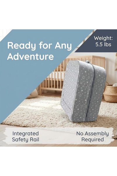 Beauenty Foldable Toddler Travel Bed, Portable Folding Foam Floor Crib with Washable Removable Cover