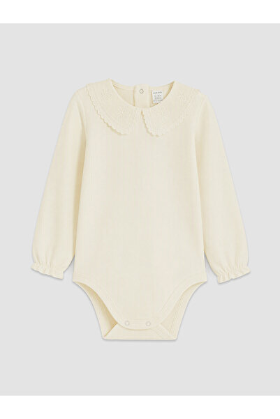 LC Waikiki Nevavm Lcw Baby Beige Baby Collar Embroidered Baby Girl Snap Faste...
