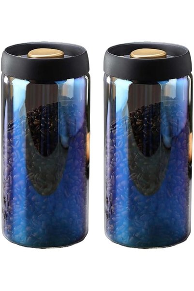 NIUBIER Vacuum Coffee Caniste, 1800ML Large Capacity High Borosilicate Glass ...
