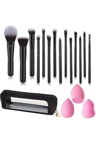 SQLMTAU Makeup Brush Set Includes 14PCS Makeup Brushes 3PCS Makeup Sponges 1P...