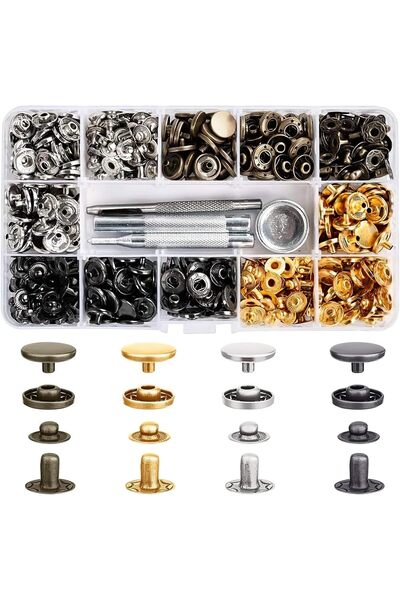Generic Leather Snap Fasteners, 100 Sets Metal Press Studs Snap Fasteners Clo...