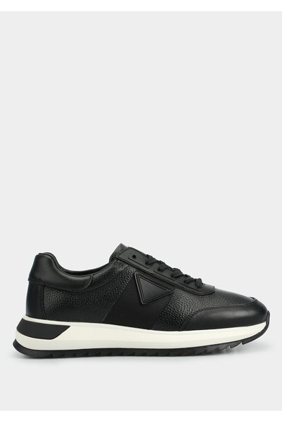 Provoq Black Leather Men's Sneakers