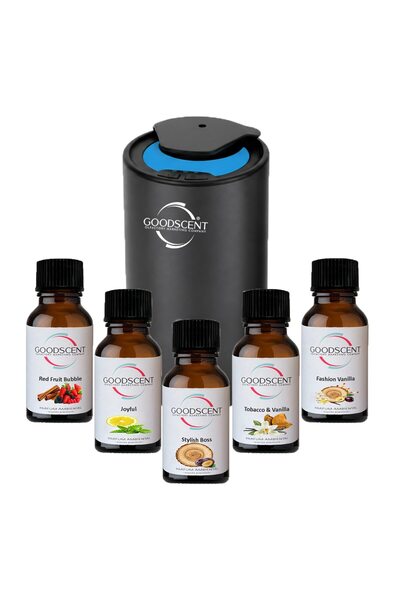 Good Scent Dispozitiv de parfumare auto Drive-Titanium Black, cu 5 rezerve es...