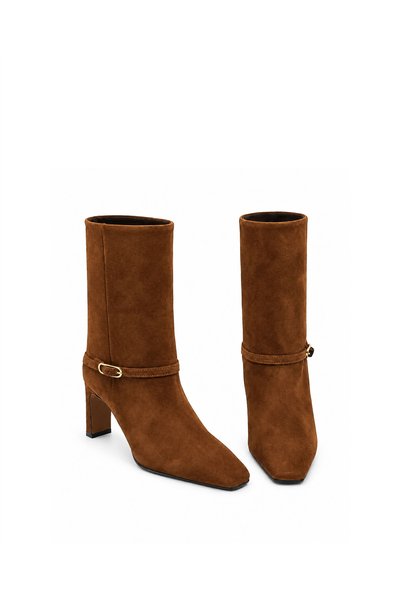 Vario Genuine Suede Women's Boots Without Zipper 381 Brown Suede