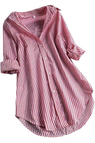 Generic Women V-neck Long Sleeve Button Tops Ladies Summer Fashion Turn-down ...