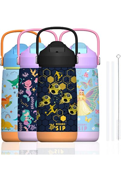 Generic 414ml Girls Mermaid Premium Stainless Steel Water Bottle with Straw –...
