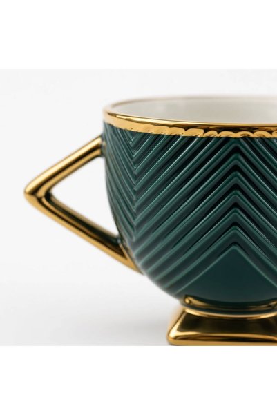 Pixue 2-Piece Porcelain Mug Set with Gold Detail Tea and Coffee Cup Set