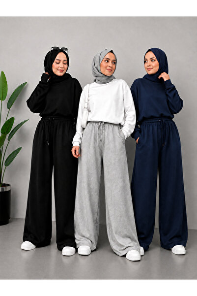 BERYY MODA Tesettür Kombinine Uygun 3 (Adet) Kışlık Şardonlu Siyah Gri Lacive...