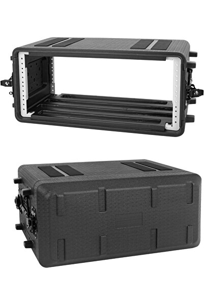 Generic 4U Shallow 12" Depth, 19" Rackmount Flight Case, Durable HDPE Waterti...