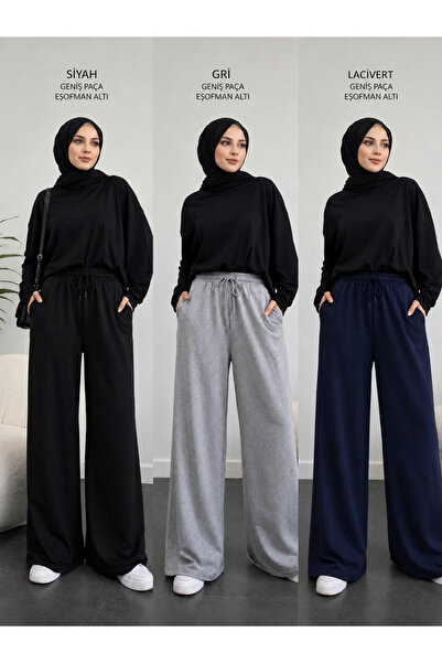 BERYY MODA 3 (Pieces) Winter Warm Wide-Legged Sweatpants in Black, Gray, and ...
