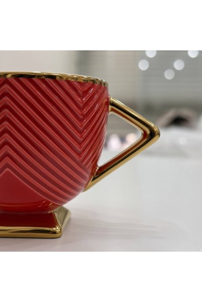 Pixue 2-Piece Porcelain Mug Set with Gold Detail Tea and Coffee Cup Set