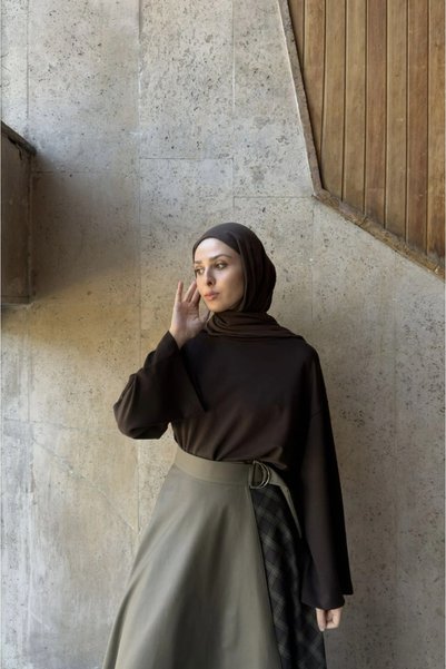 fayaboutique.com Acı Kahve Modal Kumaş Bluz