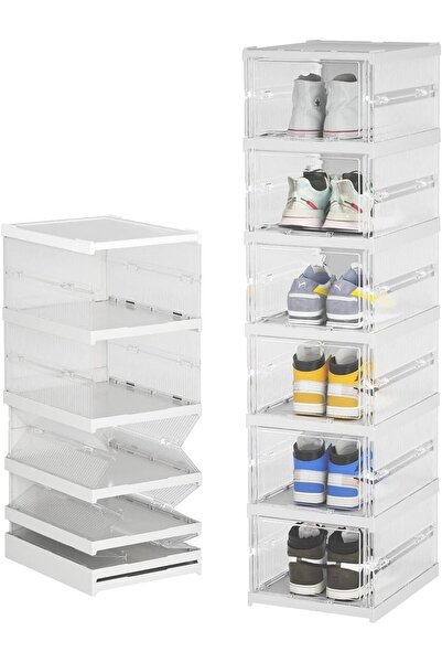 Generic Shoe Storage Boxes,6 Tier Foldable Shoe Organizer, Space Saving Shoe ...