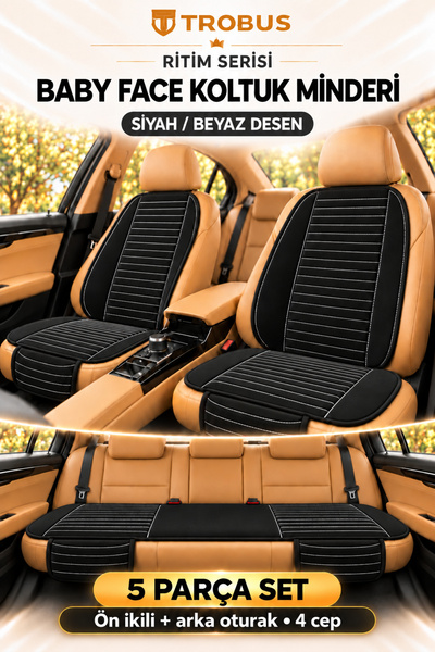 TROBUS Ritim Citroen C4 X 2022 ve Sonrası Baby Face 5'li Koltuk Minderi Siyah...
