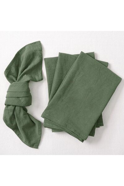 Generic Cotton Linen Napkin Bulk, Stonewashed Cloth Dinner Napkins Olive Gree...