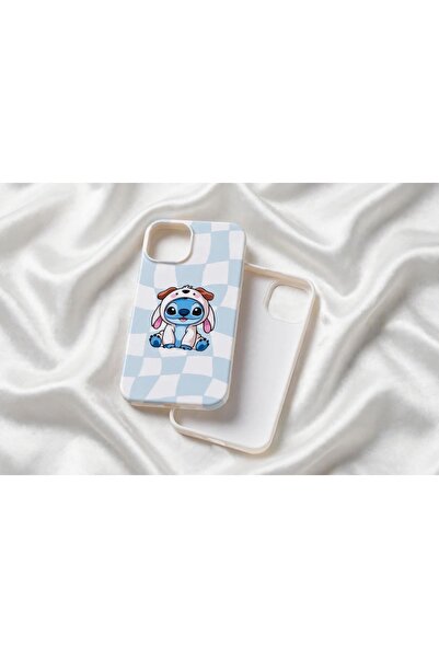 İka Aksesuar iPhone 13-14 Uyumlu Stitch Karakterli Kareli Desenli Lansman Tel...