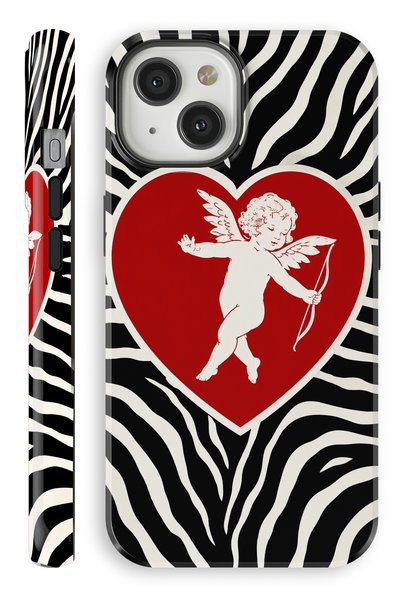WANNA PROTECT iPhone 15 Zebra Heart Double Layer Full Covering Print Glossy P...