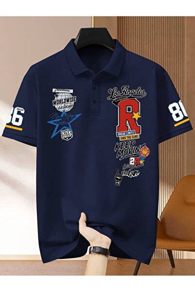l'eivor Risk Taker Printed Polo Collar Regular Fit Printed Men's T-Shirt
