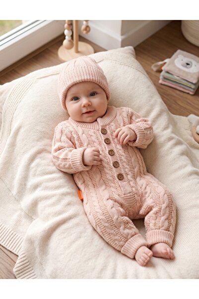 MiniKids Ολόσωμη φόρμα με ακρυλικό μαντήλι κεφαλής Lily Coral κροσέ