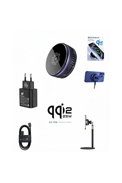 QUANDES Set încărcător wireless 3-în-1, 25W, Qi2.2 cu iluminare RGB, 25W, Răc...