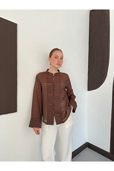 VERYMODA Embossed Patterned Chinese Buttoned Shirt