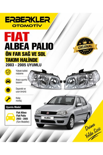 ERBERKLER Ön Far Sağ ve Sol Takım Halinde Fiat Albea Palio 2003-2005 Uyumlu