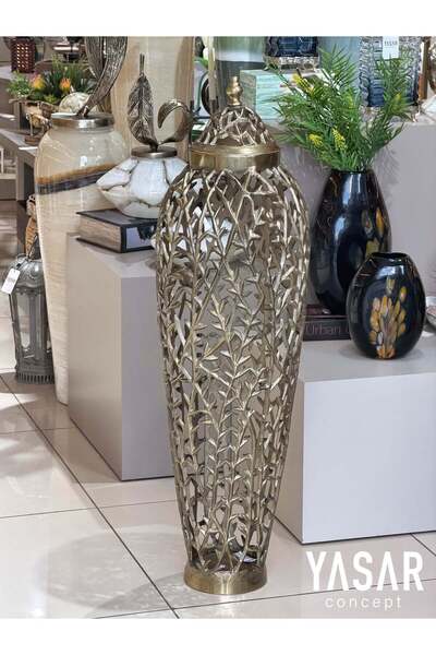 YASAR CONCEPT Rameau Mega Metal Yer Vazosu Antik 30x105 Cm