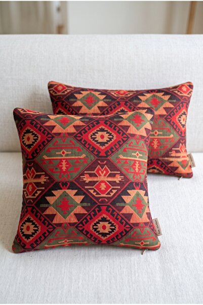 minial Kilim Patterned Throw Pillow Cushion Cover 40X40Cm 50X30Cm 2 Pieces