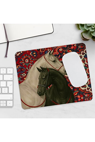 Etnik Halı ve At Desenli Mousepad