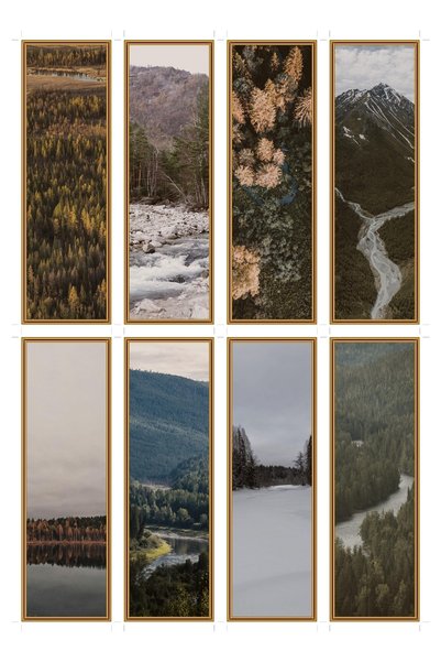 OEM Semne de Carte Set de 8 Râu Taiga, Tematică Natură, Carton Premium, 5x18cm