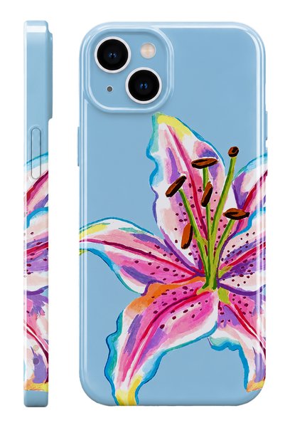WANNA PROTECT iPhone 15 Pink Lily Protect Slim Parlak Tam Kaplayan Baskı Kame...