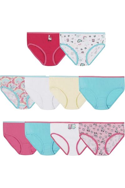 HANES ملابس داخلية للبنات، سراويل داخلية قطنية 100%، ألوان وطبعات متنوعة، عبو...