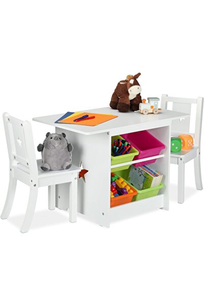 Generic Children's Furniture Set, Kids' Table with 2 Chairs, with Colourful S...