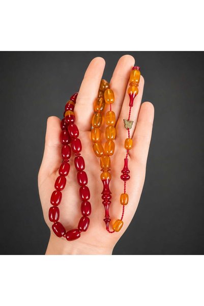 BlackCraft Double Color Fire Crimped Amber Prayer Beads
