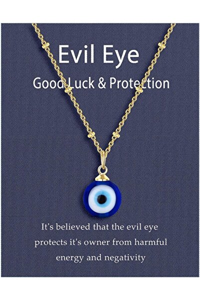 Generic Eye Pendant Necklace Third Blue Eyes Necklace for Women Men Girls (Gold)