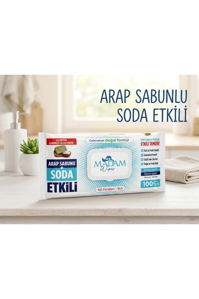 wipes Arap sabunu soda etkili 100'lü tüm silinebilir yüzeylerde etkili yüzey temizleme havlusu