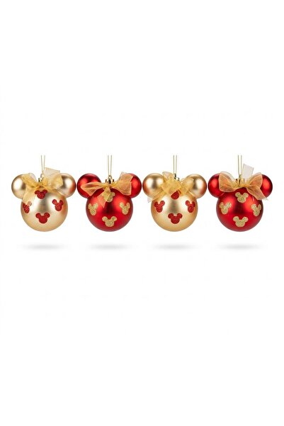 OEM Set of 4 Festive Christmas Baubles with Bow and Decorative Ears, Red and ...
